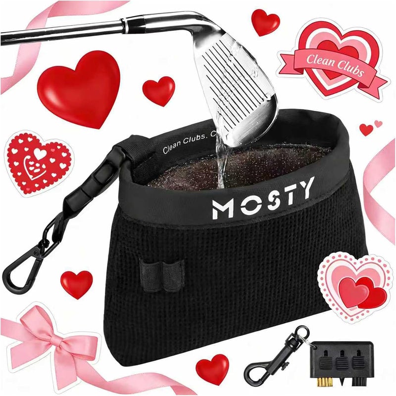 MOSTY Golf Club & Ball Cleaner Bag,Durable Golf Club Cleaning Kit and Ball Washer Pouch,Club Cleaner for Golf Bag, Golf Gifts for Men Women Golfers Him Unique, Essential Golf Accessories - Image 1